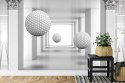 Fototapeta 3D Mural Digital Silver Tunnel With Sphere And Columns .
Modern Rendering Gray Interior Wallpaper