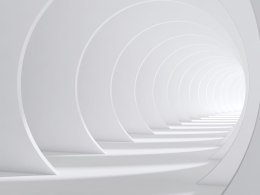 Fototapeta Abstract White Bent 3D Tunnel