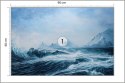 Fototapeta Abyss, Ocean Waves, Seascape Hand Drawn Oil . Blue Sea Tides And Ice Blocks, Frozen Pond, Winter Marine Scenery Backg