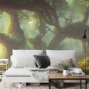 Fototapeta Amazing Fantastic Curved Forest. Forest Landscape Of Trees In The Rays Of The Sun. 3D