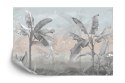 Fototapeta Banana Tree Wallpaper Design With Pastel Tones, Tropical Landscape, Mural Art.