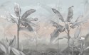 Fototapeta Banana Tree Wallpaper Design With Pastel Tones, Tropical Landscape, Mural Art.