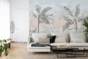 Fototapeta Banana Tree Wallpaper Design With Pastel Tones, Tropical Landscape, Mural Art.