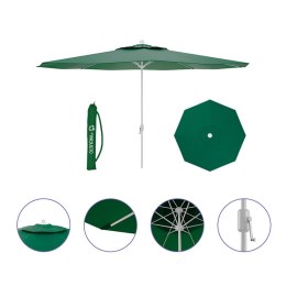 Marbueno Parasol Stalowy 8 Szprych D300 cm Poliester Zielony Ogród, Basen i Taras 10190