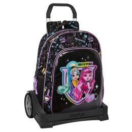 Torba szkolna z kółkami Monster High Czarny 33 x 42 x 14 cm