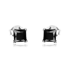 Rhodium plated silver earrings KDC1997 - Black Zirconia