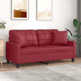 2-os. sofa z poduszkami, winna czerwień, 140 cm, sztuczna skóra