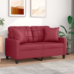 2-os. sofa z poduszkami, winna czerwień, 120 cm, sztuczna skóra