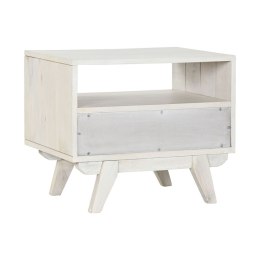 Stolik Nocny Home ESPRIT Biały Rattan Drewno mango 55 x 35 x 45 cm