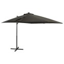 Parasol wiszący z lampkami LED i słupkiem, antracytowy, 250 cm