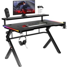 Biurko Gaming Huzaro HZ-Hero 5.0 RGB Czarny Stal Włókno węglowe 116 x 69,5 x 59 cm