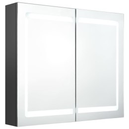 Szafka łazienkowa z lustrem i LED, szara, 80x12x68 cm