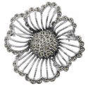 Rhodium plated silver brooch RDM2856 - Marcasite