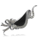 Rhodium plated silver brooch RDM3438 - Marcasite