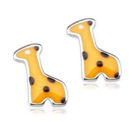 Rhodium plated silver earrings KDE2932 - Enamel