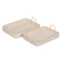 Taca Biały Bambus Rattan 45 x 34 x 13 cm (2 Sztuk)