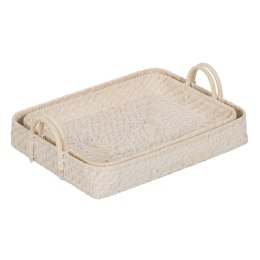 Taca Biały Bambus Rattan 45 x 34 x 13 cm (2 Sztuk)