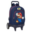 Torba szkolna z kółkami Super Mario World Granatowy 33 x 45 x 22 cm