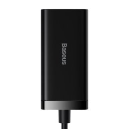 Szybka uniwersalna ładowarka sieciowa GaN 2x USB-C 2x USB 100W QC 4.0+ AFC czarny