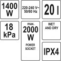 Odkurzacz przemysłowy - 1400 W.