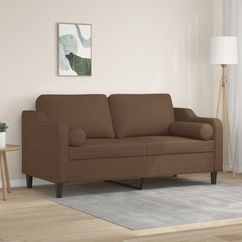 2-osobowa sofa z poduszkami, brązowa, 140 cm, tkanina