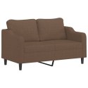 2-osobowa sofa z poduszkami, brązowa, 140 cm, tkanina