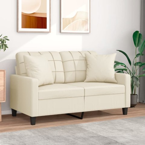 2-osobowa sofa z poduszkami, kremowa, 120 cm, sztuczna skóra