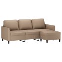 VidaXL 3-osobowa sofa z podnóżkiem, cappuccino, 180 cm, sztuczna skóra