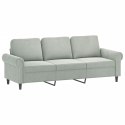 VidaXL 3-osobowa sofa z podnóżkiem, jasnoszara, 180 cm, aksamit