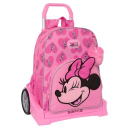 Torba szkolna z kółkami Minnie Mouse Loving Różowy 33 x 42 x 14 cm