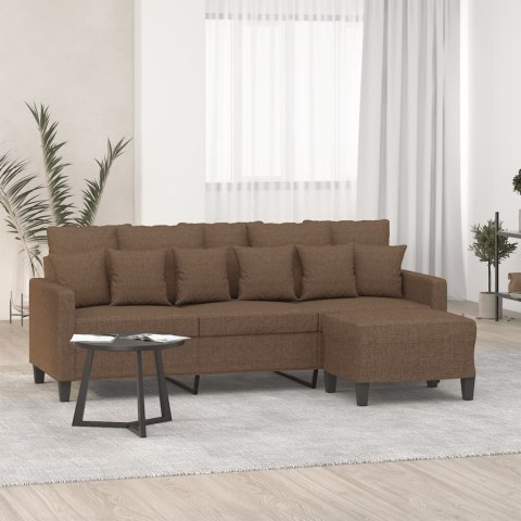 VidaXL 3-osobowa sofa z podnóżkiem, brązowy, 180 cm, tkaniną