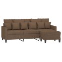 VidaXL 3-osobowa sofa z podnóżkiem, brązowy, 180 cm, tkaniną