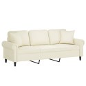 VidaXL 3-osobowa sofa z poduszkami, kremowa, 180 cm, aksamit