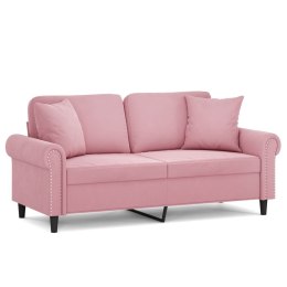 VidaXL 2-osobowa sofa z poduszkami, różowa, 140 cm, aksamit