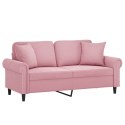 VidaXL 2-osobowa sofa z poduszkami, różowa, 140 cm, aksamit