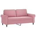 VidaXL 2-osobowa sofa z poduszkami, różowa, 140 cm, aksamit