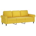 VidaXL 3-osobowa sofa z poduszkami, żółta, 180 cm, aksamit