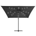 VidaXL Parasol wiszący z LED i stalowym słupkiem, 250x250 cm, antracyt