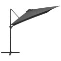 VidaXL Parasol wiszący z LED i stalowym słupkiem, 250x250 cm, antracyt