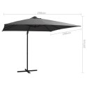 VidaXL Parasol wiszący z LED i stalowym słupkiem, 250x250 cm, antracyt