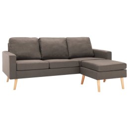 3-osobowa sofa z podnóżkiem, kolor taupe, tapicerowana tkaniną