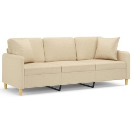 3-osobowa sofa z poduszkami, kremowa, 180 cm, tkanina