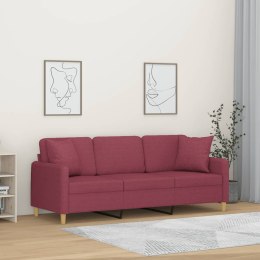 3-osobowa sofa z poduszkami, winna czerwień, 180 cm, tkanina