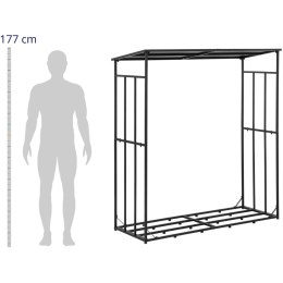 Stojak na drewno opałowe metalowy zewnętrzny z dachem do 300 kg 161 x 65 x 177 cm