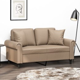 2-osobowa sofa z poduszkami, cappuccino, 120 cm, sztuczna skóra