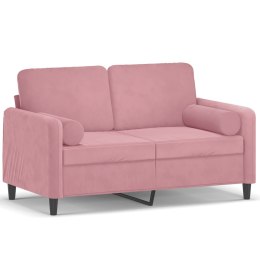 2-osobowa sofa z poduszkami, różowa, 120 cm, aksamit