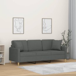 3-osobowa sofa z poduszkami, ciemnoszara, 180 cm, tkanina