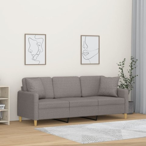 3-osobowa sofa z poduszkami, kolor taupe, 180 cm, tkanina