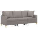 3-osobowa sofa z poduszkami, kolor taupe, 180 cm, tkanina