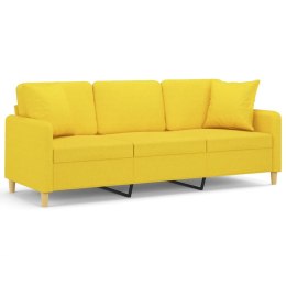 VidaXL 3-osobowa sofa wypoczynkowa z poduszkami, jasnożółta, 180 cm